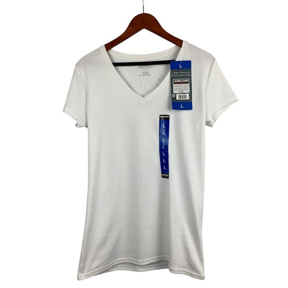 Kirkland Womens Peruvian Pima Cotton T-Shirt L White - Picture 1 of 5